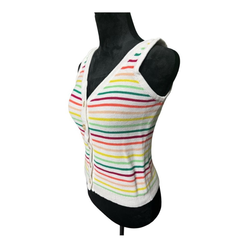 LOFT Green and Yellow Fitted Sleeveless Tank Top - Picture 3 of 9